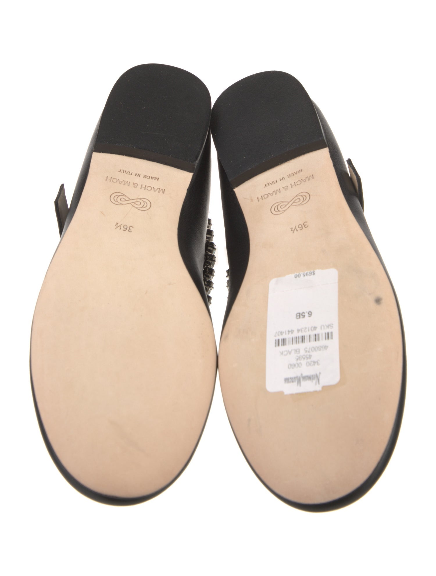 Mach & Mach Satin Crystal Embellishments Mary Jane Flats